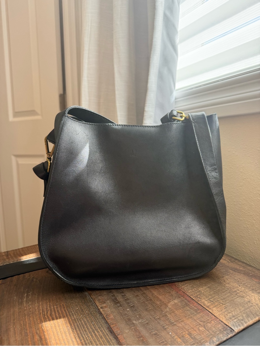 Madewell Black Leather Saddle-Style Bag